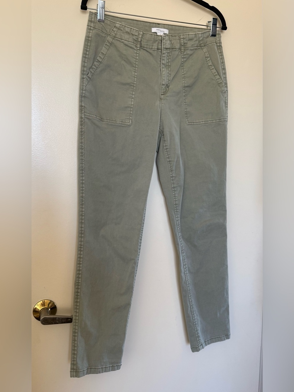 Daily Ritual Straight Leg Light Olive Green Pants with Large Front Pockets in 6